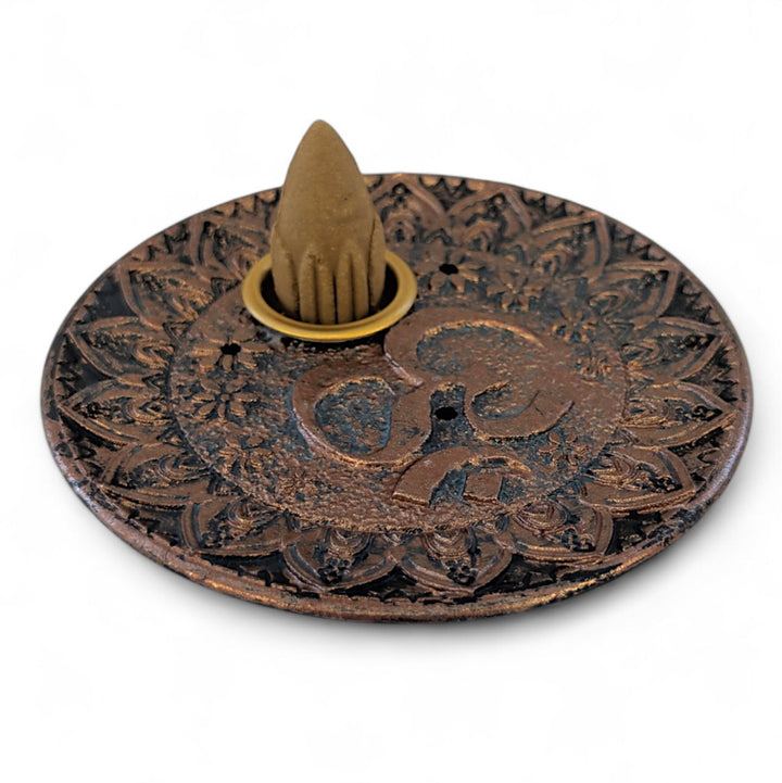 Räucherstäbchenhalter OM rund Bronze
