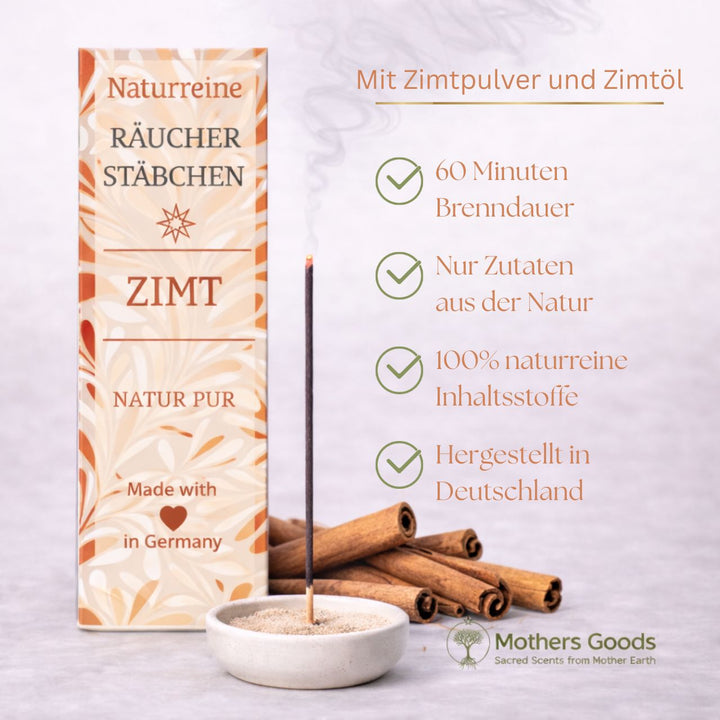 Naturreine Zimt-Räucherstäbchen - hergestellt in Deutschland