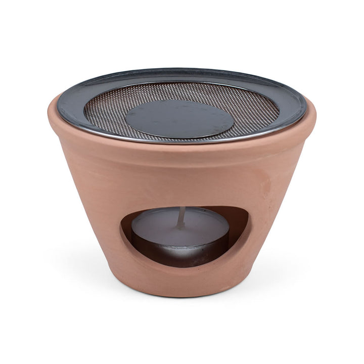Räuchergefäß Terracotta klein mit Sieb und Teelicht